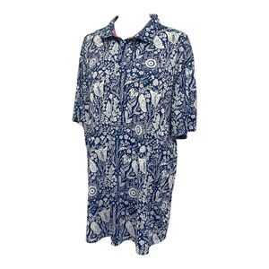 Swannies Polo Shirt Mens XXL Blue White Floral Evansville Embroidered Golf